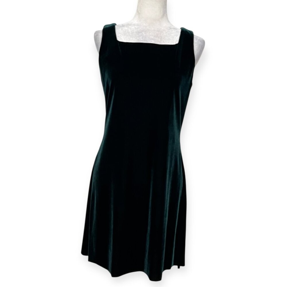 Rhapsody LTD Velvet Slip Dress Size 12 Dark Green Soft Stretch Party Holiday Y2K